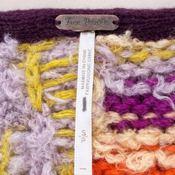 Free People Peggy Cardigan Sunshine Orchid Combo Hooded Boho Sweater S - Picture 9 of 11